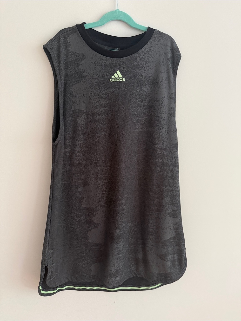 adidas Black Sleeveless Athletic Tank Dress with Lime Accent